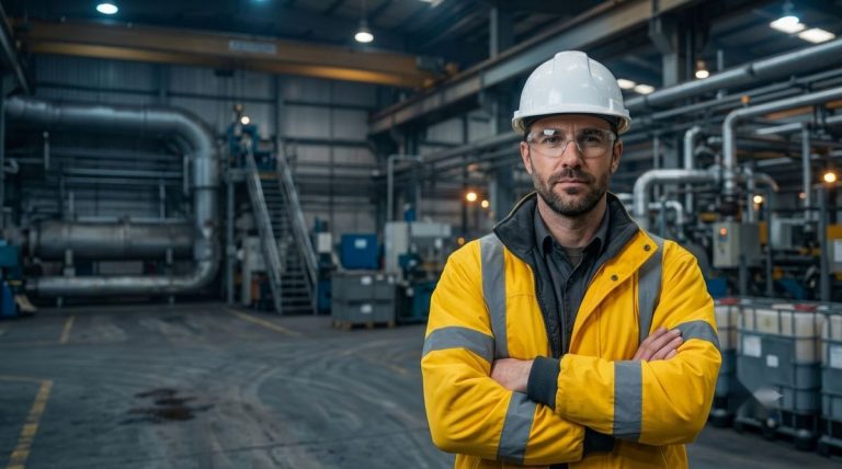 Industrial worker in hi-vis workwear