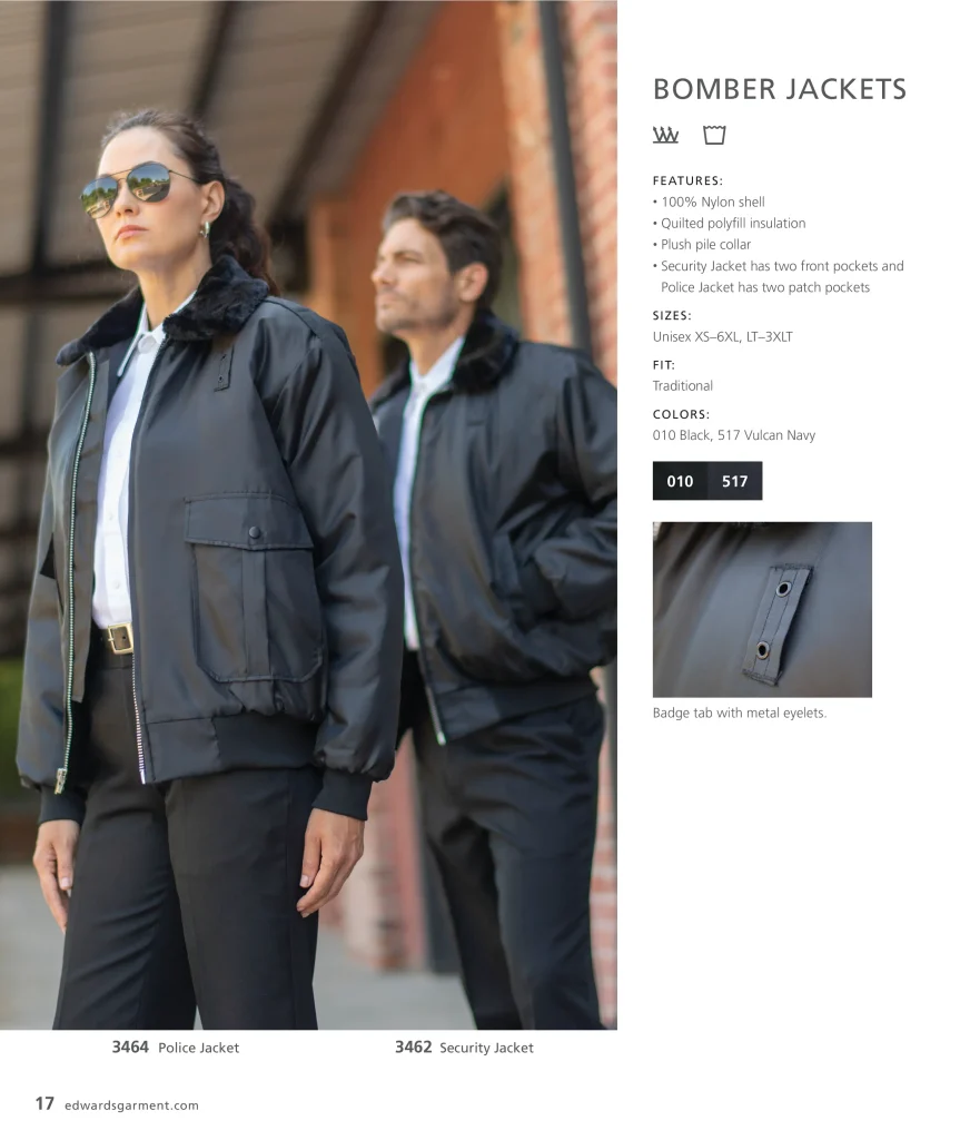 Edwards Bomber Jackets: police jacket 3464 and security jacket 3462