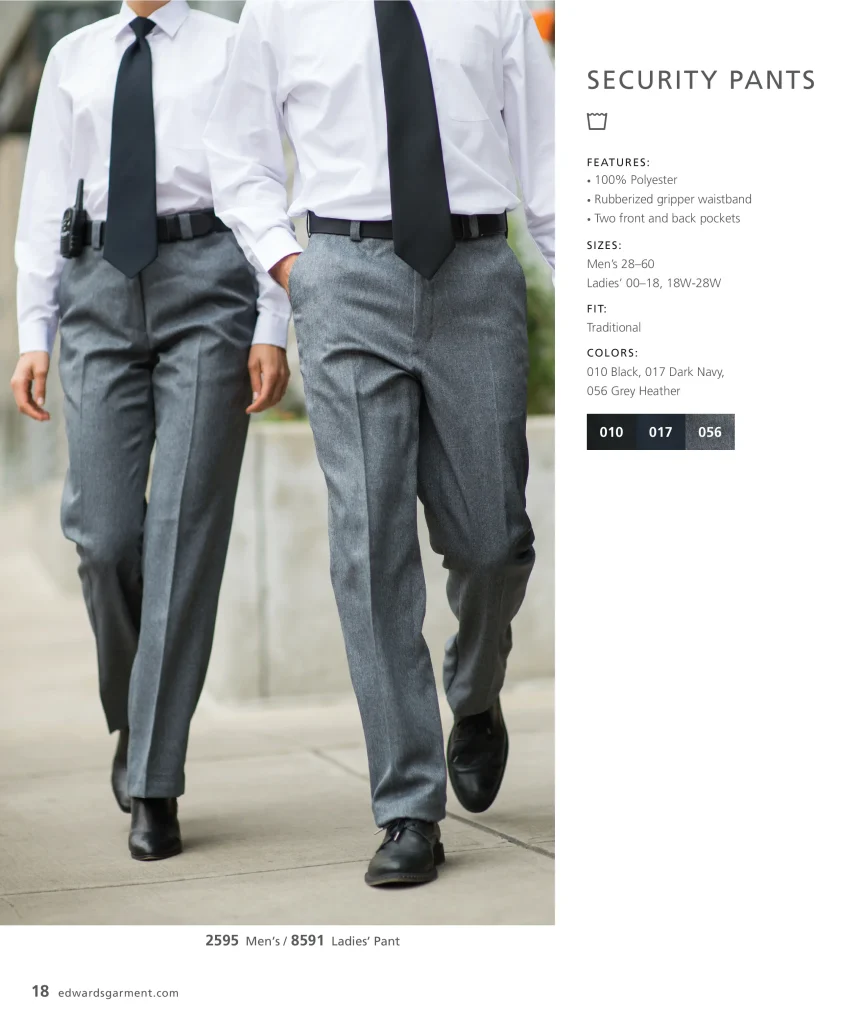 Edwards Security Pants: men’s 2595 and ladies’ 8591