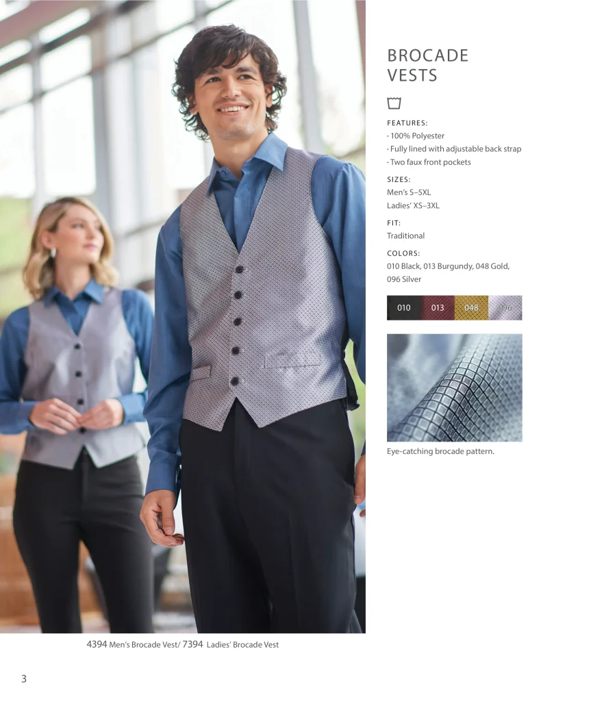 Edwards Brocade Vests: men’s 4394 and ladies’ 7394