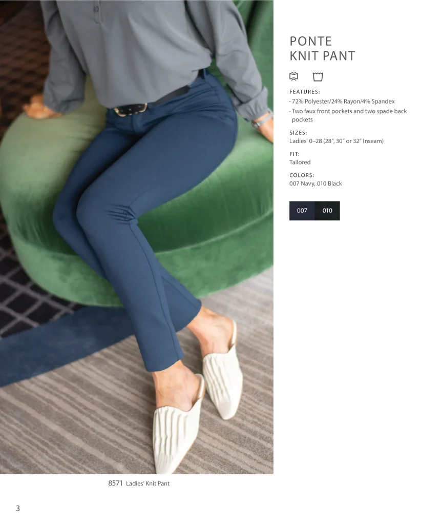Woman in navy Edwards Ponte Knit Pant 8571
