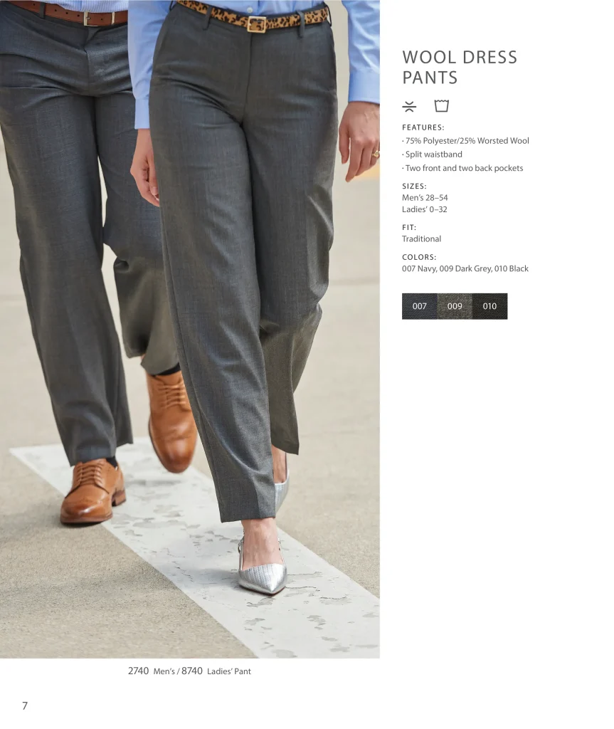 Edwards Wool Dress Pants in dark grey: men's 2740 and ladies' 8740