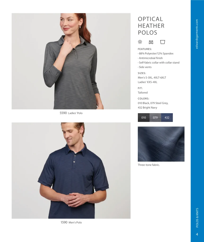 Edwards Optical Heather Polos: ladies' 5590 and men's 1590