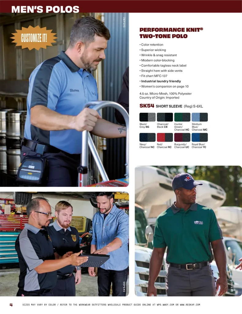 Red Kap Performance Knit Two-Tone Polo, SK54