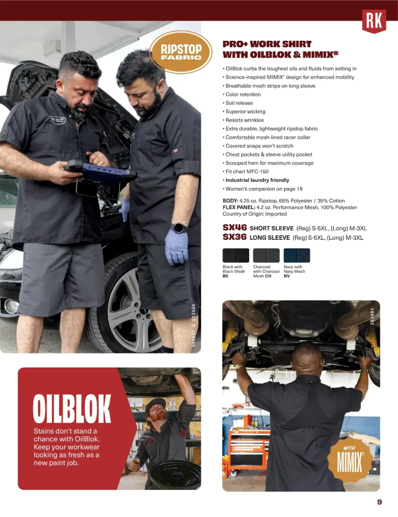 Red Kap Pro+ Work Shirt with OilBlok and MIMIX, SX46 and SX36