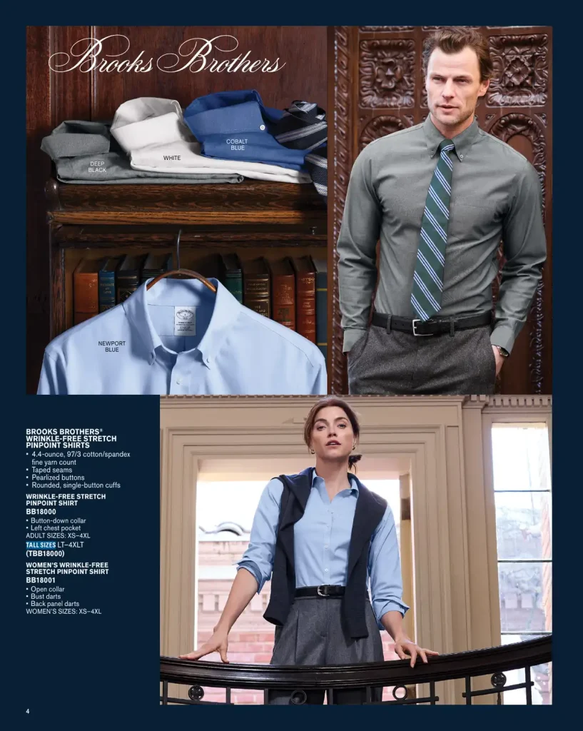 Essentials Brooks Brothers Wrinkle Free Pinpoint Shirts – SKUs BB18000, TBB18000, BB18001