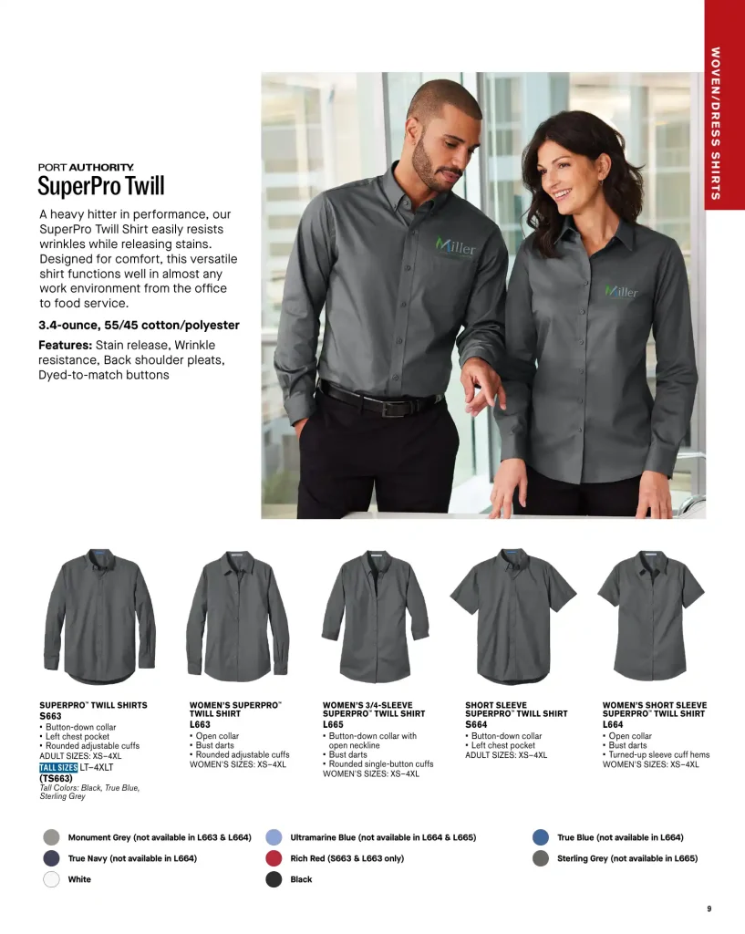 Essentials Superpro Twill Shirts – SKUs S663, L663, L665, S664, L664, TS663