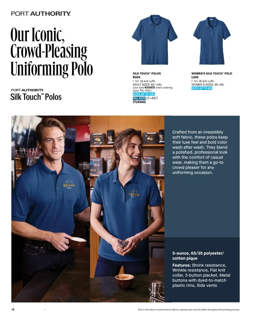 Essentials Port Authority Silk Touch Polos – SKUs K500, K500ES, L500, TLK500
