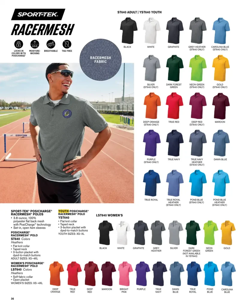 Essentials Sport-Tek RacerMesh Polos – SKUs ST640, YST640, LST640