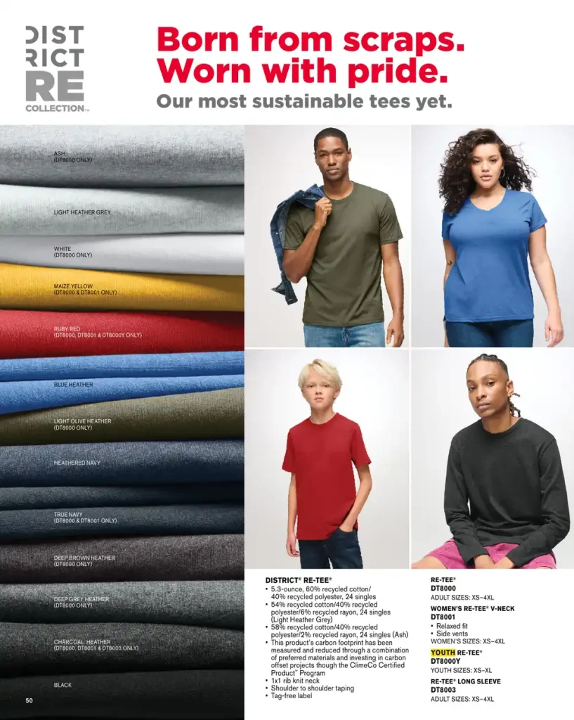 Essentials District Re-Tee recycled T-Shirts – SKUs DT8000, DT8001, DT8000Y, DT8003