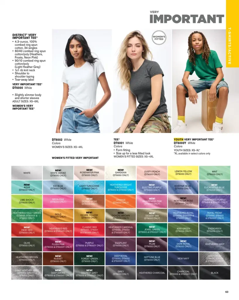 Essentials District Very Important T-Shirt – SKUs DT6000, DT6002, DT6001, DT6000Y