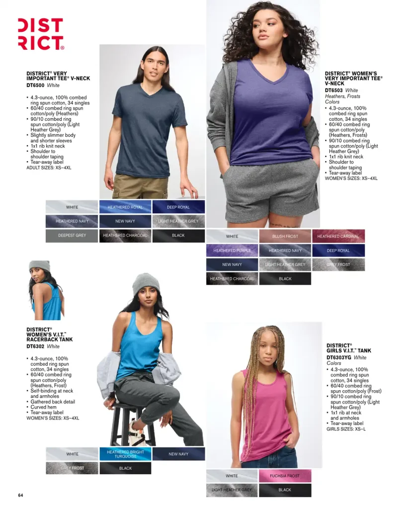 Essentials District Very Important T-Shirt V-Neck – SKUs DT6500, DT6503, DT6302, DT6303YG