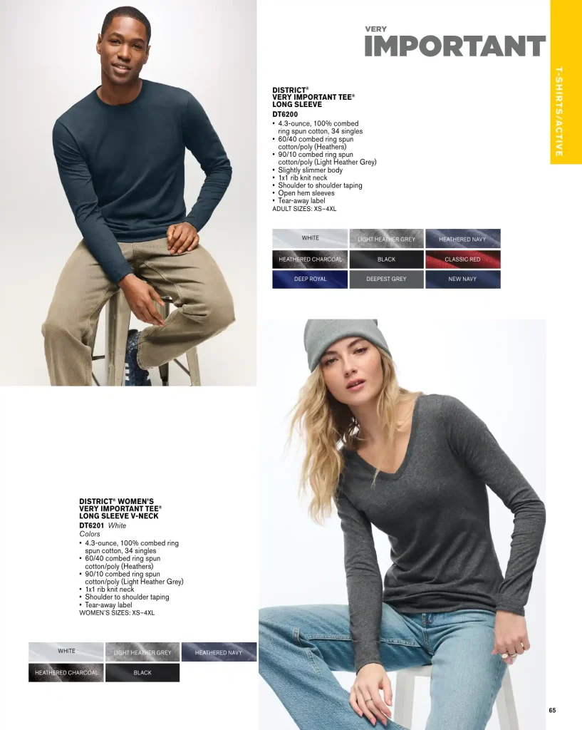 Essentials District Very Important T-Shirt Long Sleeve – SKUs DT6200, DT6201