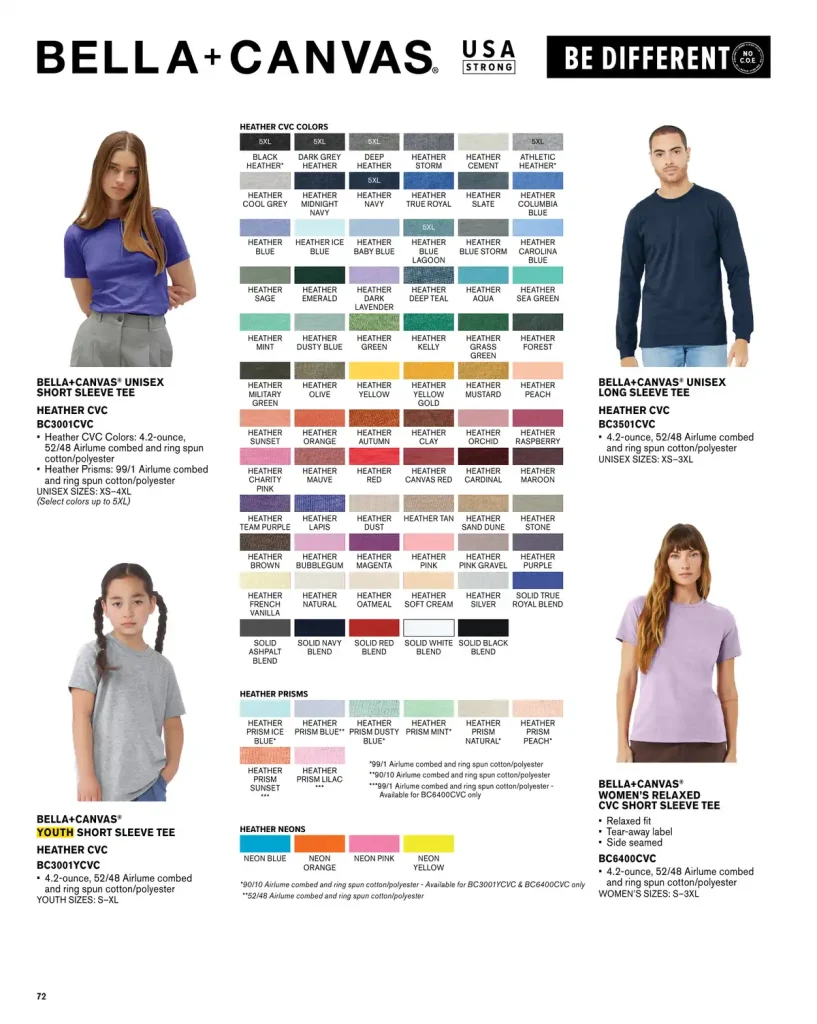 Essentials Next Level Apparel Cotton Long Sleeve T-Shirt – SKUs NL3601, NL6210, NL6010, NL6200, NL3600, NL3312, NL3900, NL3310, BC3001CVC, BC3501CVC, BC3001YCVC, BC6400CVC