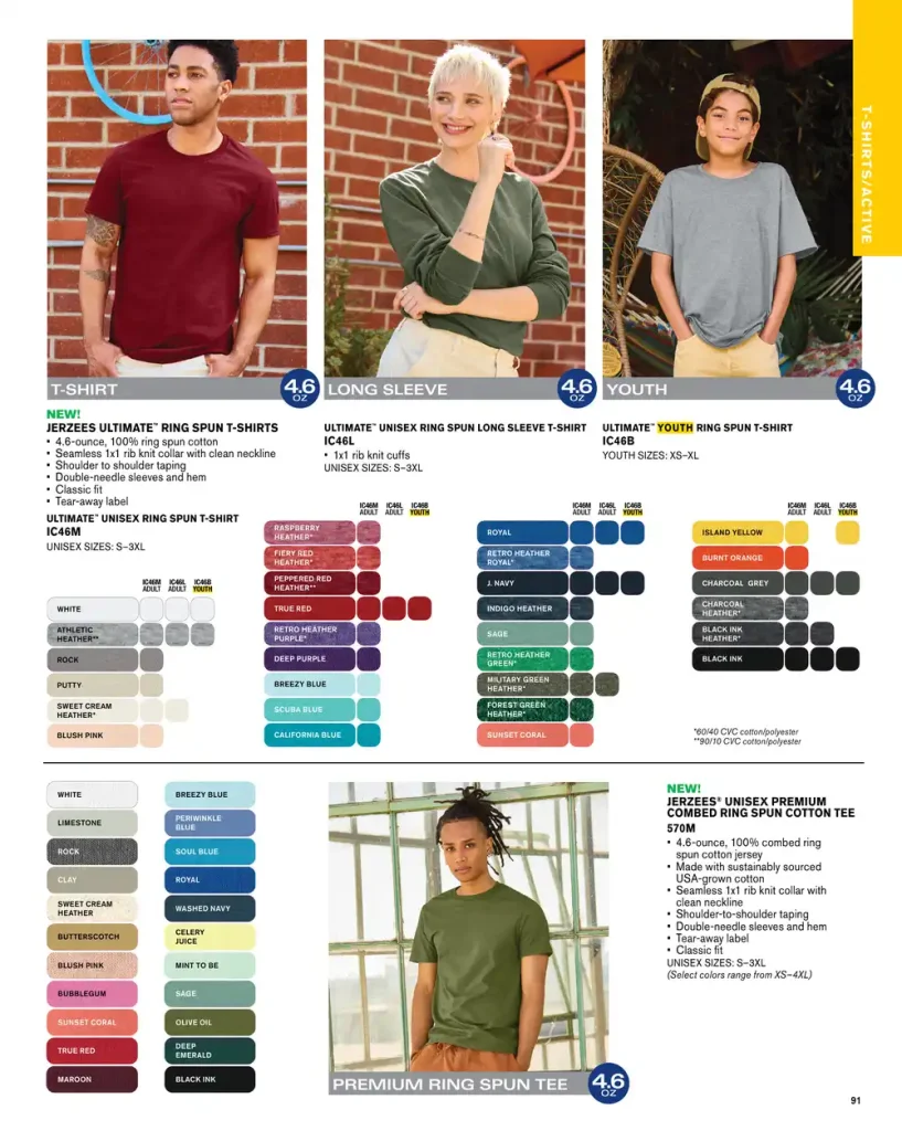 Essentials Jerzees Ultimate Ring Spun Long Sleeve T-Shirt – SKUs IC46L, IC46B, IC46M