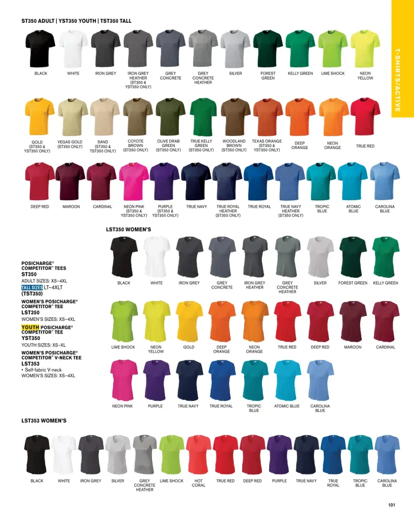 Essentials Sport-Tek Competitor Performance T-Shirt – SKUs ST350LS, YST350LS, TST350LS, LST353LS, ST350, YST350, TST350, LST350, LST353