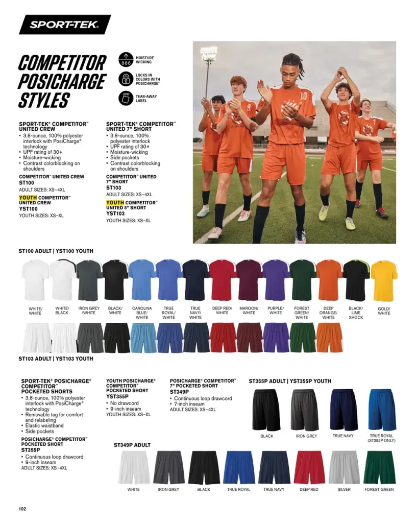 Essentials Sport-Tek Competitor United Crew – SKUs ST100, ST103, YST103, YST100, ST355P, YST355P, ST349P