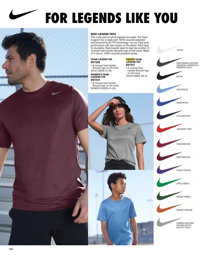 Essentials Nike rLegend T-Shirts – SKUs DV7299, DV7317, NKDX8730, NKDX8734, NKDX8787, DV7312