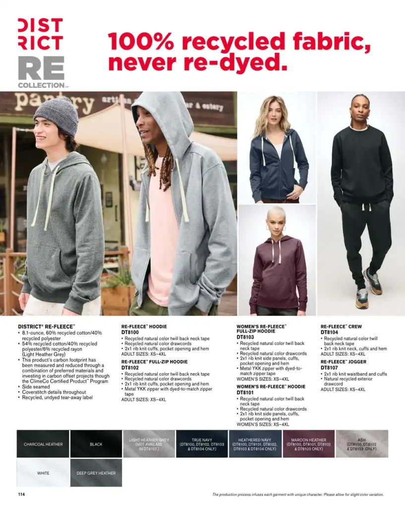 Essentials District Re-Fleece – SKUs DT8100, DT8104, DT8103, DT8102, DT8101, DT8107