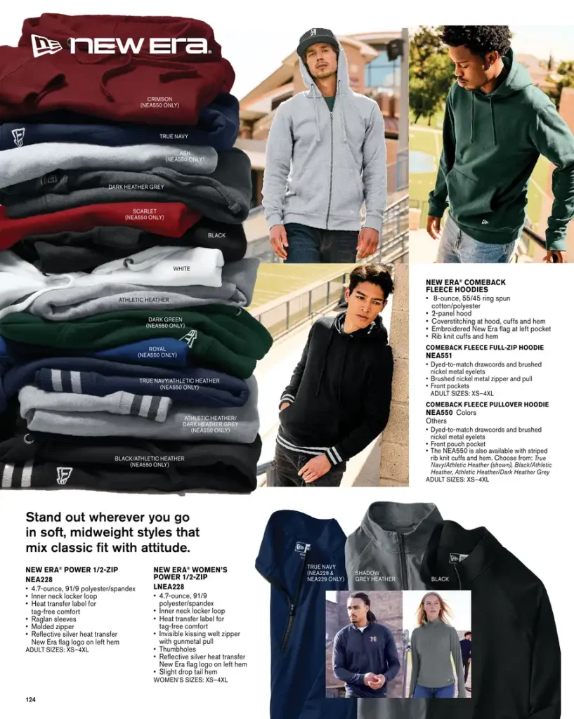Essentials New Era Comeback Fleece Hoodies – SKUs NEA550, NEA551, NEA228, LNEA228, NEA229