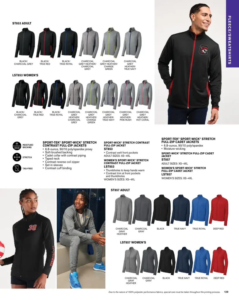 Essentials Sport-Tek Sport-Wick Stretch Quarter-Zip Pullovers – SKUs LST850, ST850, TST850, ST853, LST853, ST857, LST857