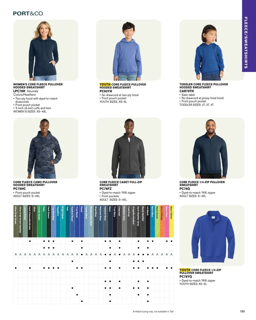 Essentials Port & Company Kids Core Fleece Pullover Hoodie – SKUs PC78FZ, PC78Q, LPC78H, CAR78TH, PC90YH, PC78HC, PC78YQ