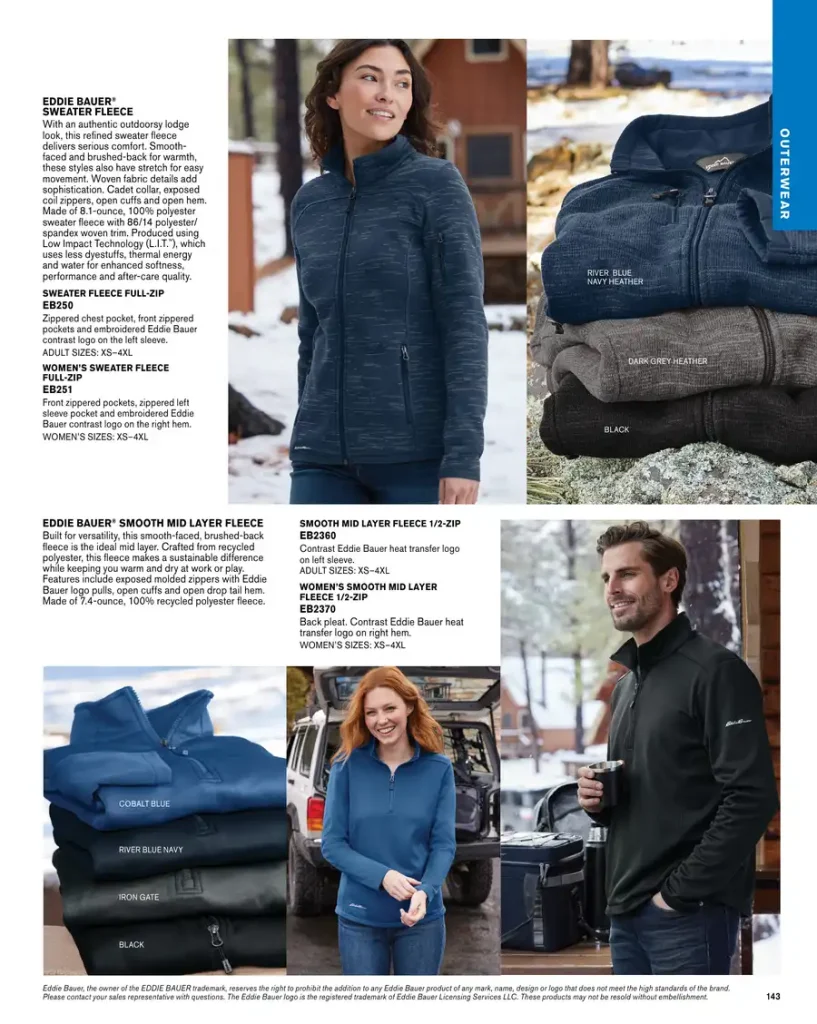 Essentials Eddie Bauer Sweater Fleece – SKUs EB250, EB251, EB2360, EB2370