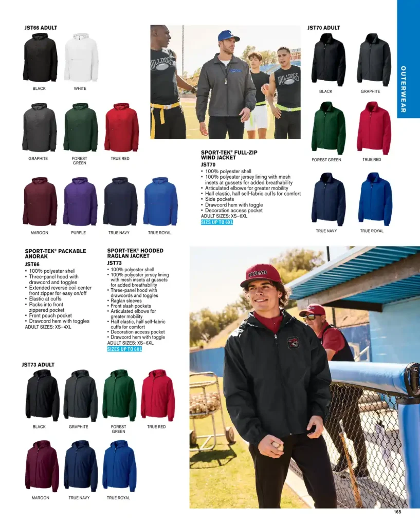 Essentials Sport-Tek Full-Zip Wind Jacket – SKUs JST66, JST70, JST73