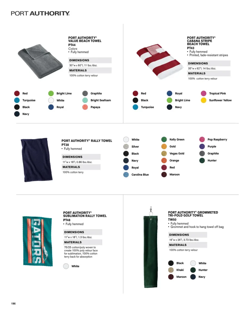 Essentials Port Authority Value Beach Towel – SKUs PT44, PT43, PT38, PT48, TW50