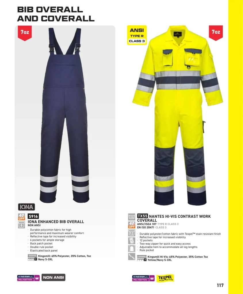 Portwest Bib Overall & Work Coverall – SKUs S916, TX55