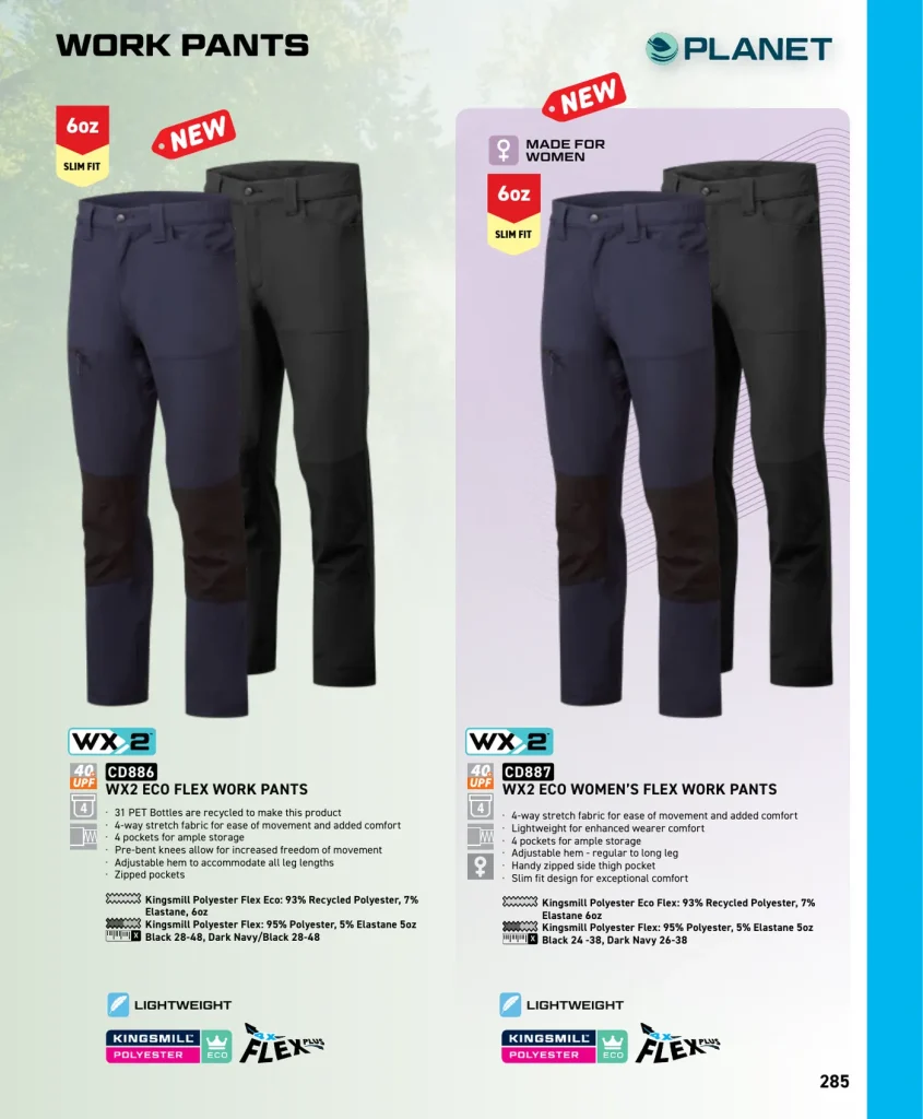 Portwest WX2 Eco Flex Work Pants – SKUs CD886, CD887