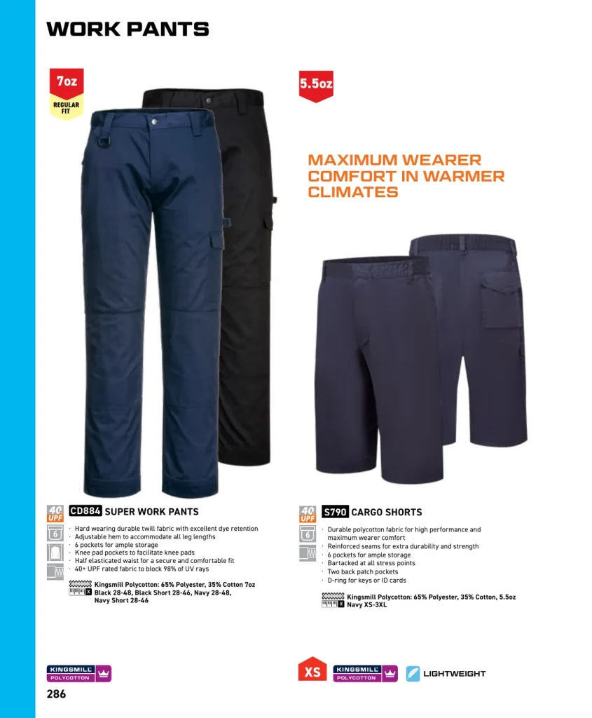 Portwest Super Work Pants & Cargo Shorts – SKUs CD884, S790